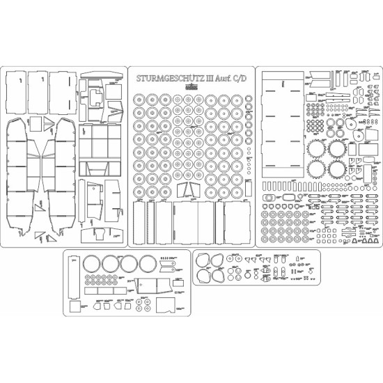 Sturmgeschutz III Ausf. C/D - laserowo wycięty  szkielet i detale