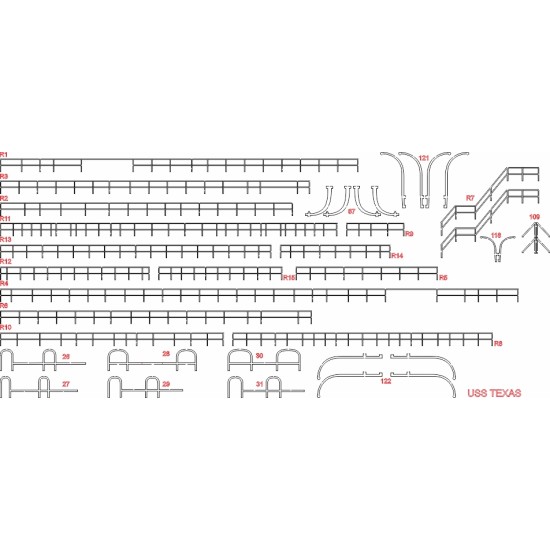 USS Texas - laserowo wycięte relingi