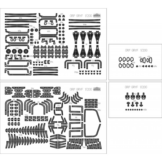 ORP Gryf 1/200 - detale wycinane laserowo.