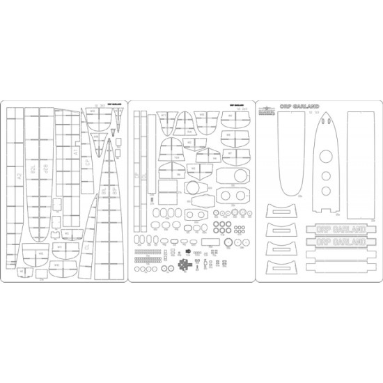 ORP Garland 1945 - szkielet wycinany laserowo.