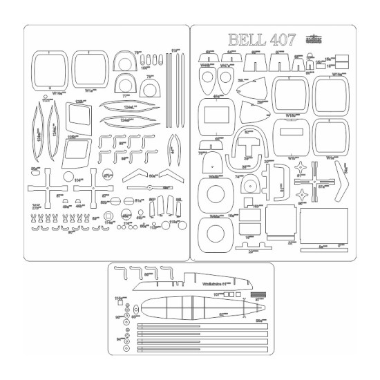 Bell 407 - szkielet wycinany laserowo.