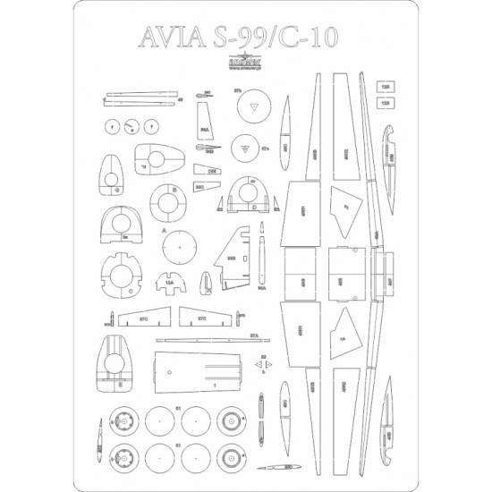 Avia S-99 - szkielet, detale wycinane laserowo.