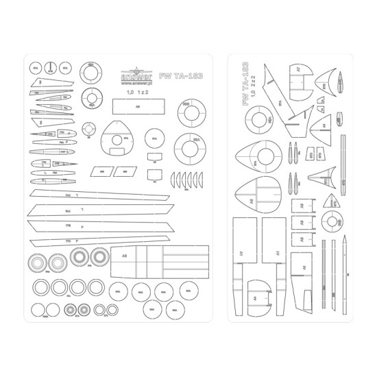 Focke Wulf Ta-183 - szkielet, detale wycinane laserowo