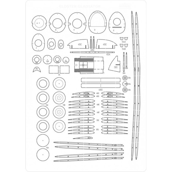 Gloster Gladiator Mk.II - szkielet, detale wycinane laserowo.