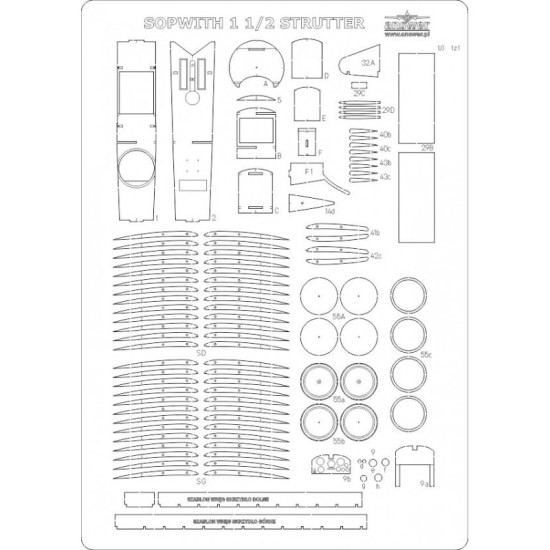Sopwith 1 1/2 Strutter - szkielet wycinany laserowo.