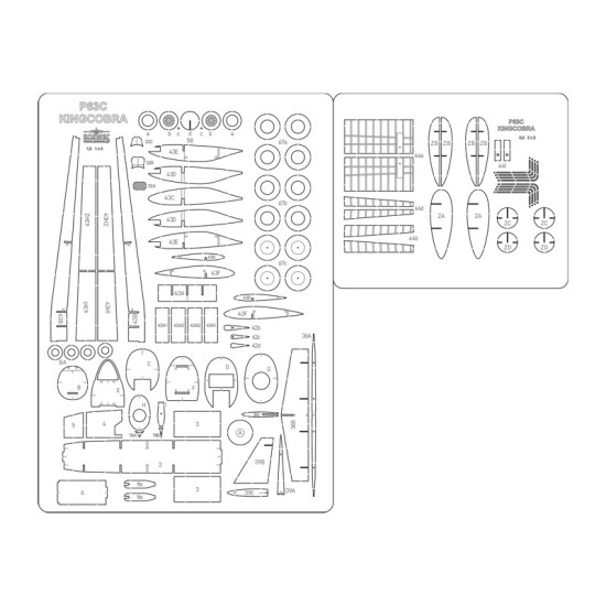 P-63C Kingcobra - szkielet, detale wycinane laserowo.