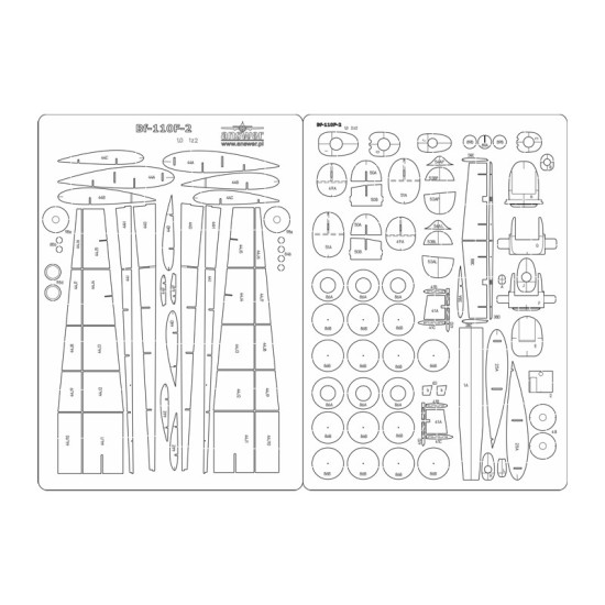 Messerschmitt Bf-110 F-2 - szkielet, detale wycinane laserowo