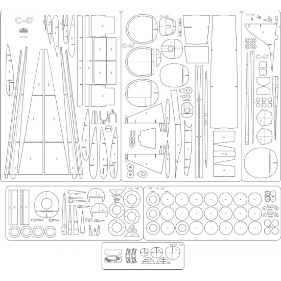 C-47B Skytrain - szkielet, detale wycinane laserowo.
