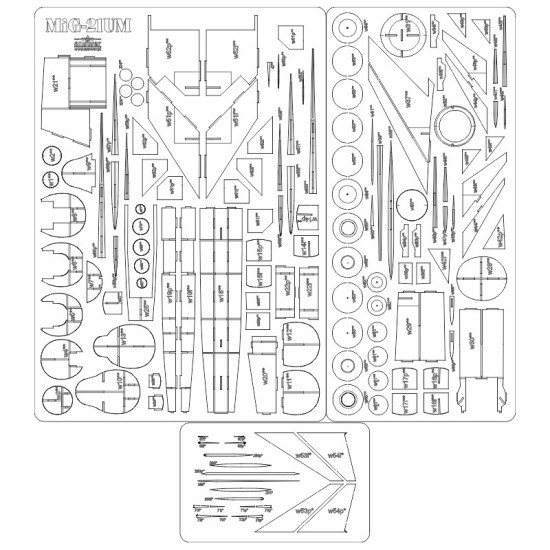 MiG-21UM - szkielet wycinany laserowo.