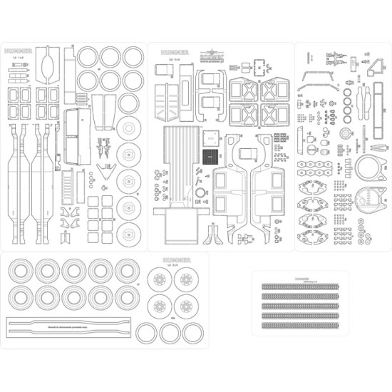 M1025 Hummer - szkielet, detale, bieżniki