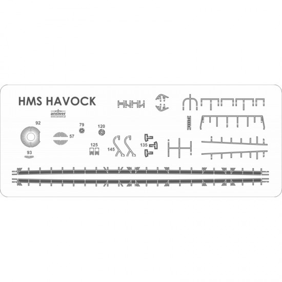 Detale wycinane laserowo do modelu HMS Havock