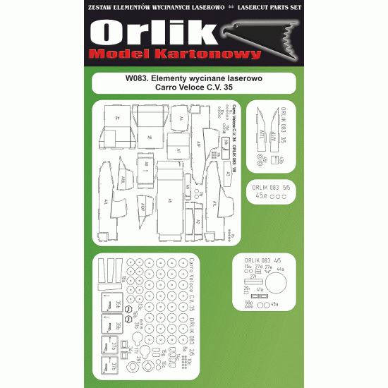 W083. Wręgi wycinane laserowo do modelu Carro Veloce C.V. 35 (L3/35)