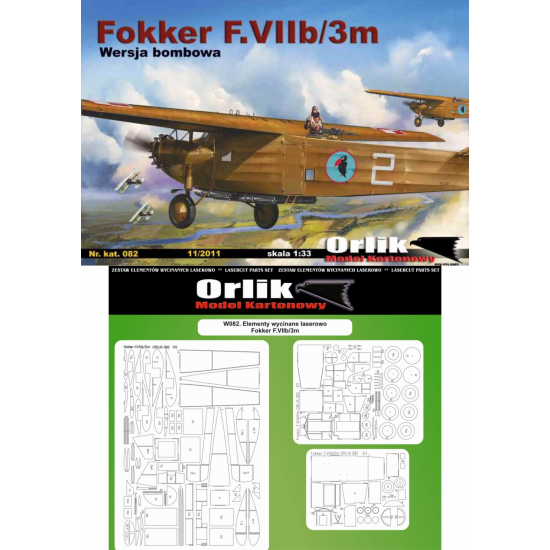082. Samolot bombowy  Fokker F.VIIb/3m  + wręgi wycinane laserowo