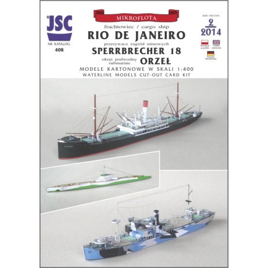 Niemieckie statki RIO DE JANEIRO i SPERRBRECHER 18, polski okręt podwodny ORZEŁ