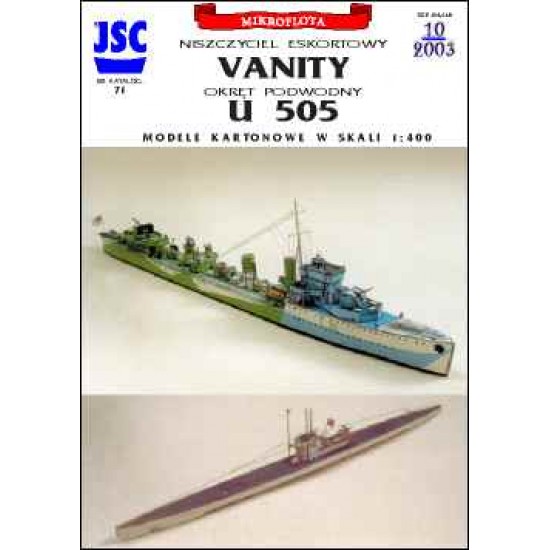 Brytyjski niszcz. eskortowy VANITY, niemiecki okręt podw. U-505